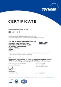 Kelvin Plastic Pvt Ltd Iso9001- certificate